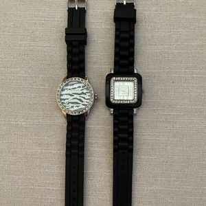 2 preowned black rubber watches